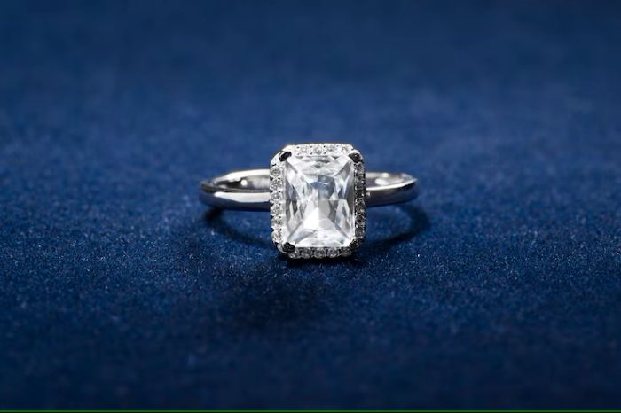 Emerald Cut Fake Engagement Ring